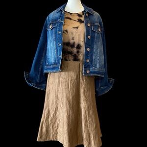 Banana Republic Brown & Caramel Tan Tie-Dye Top, 80% merino wool SMALL EUC